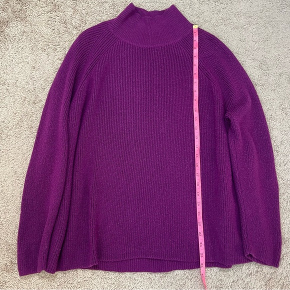 Eileen Fisher Ribbed Turtleneck Raglan Long Sleeve Merino Wool Purple Sweater XL - Picture 12 of 16